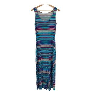 Calvin Klein Multi-Color Chevron Sleeveless Maxi Dress Women's 4